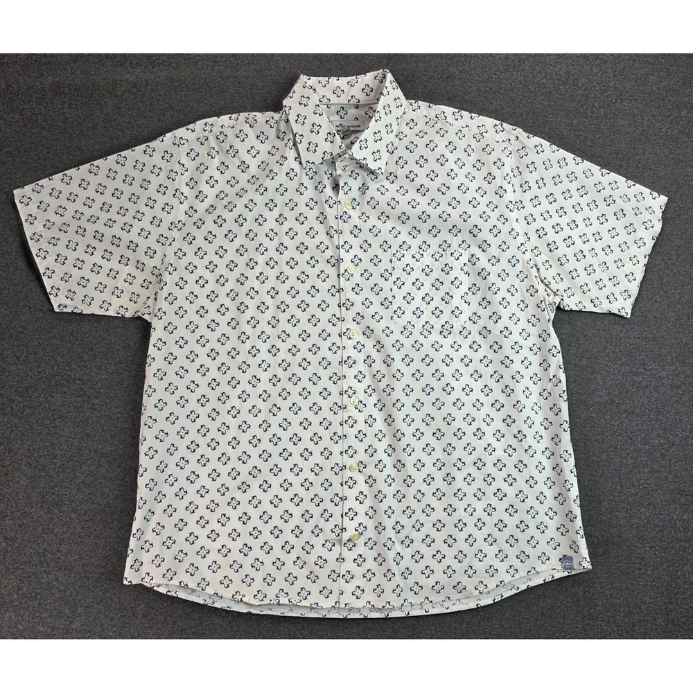 Peter Millar Seaside Novelty Shark Flower Print Button Shirt Mens Size XL Casual